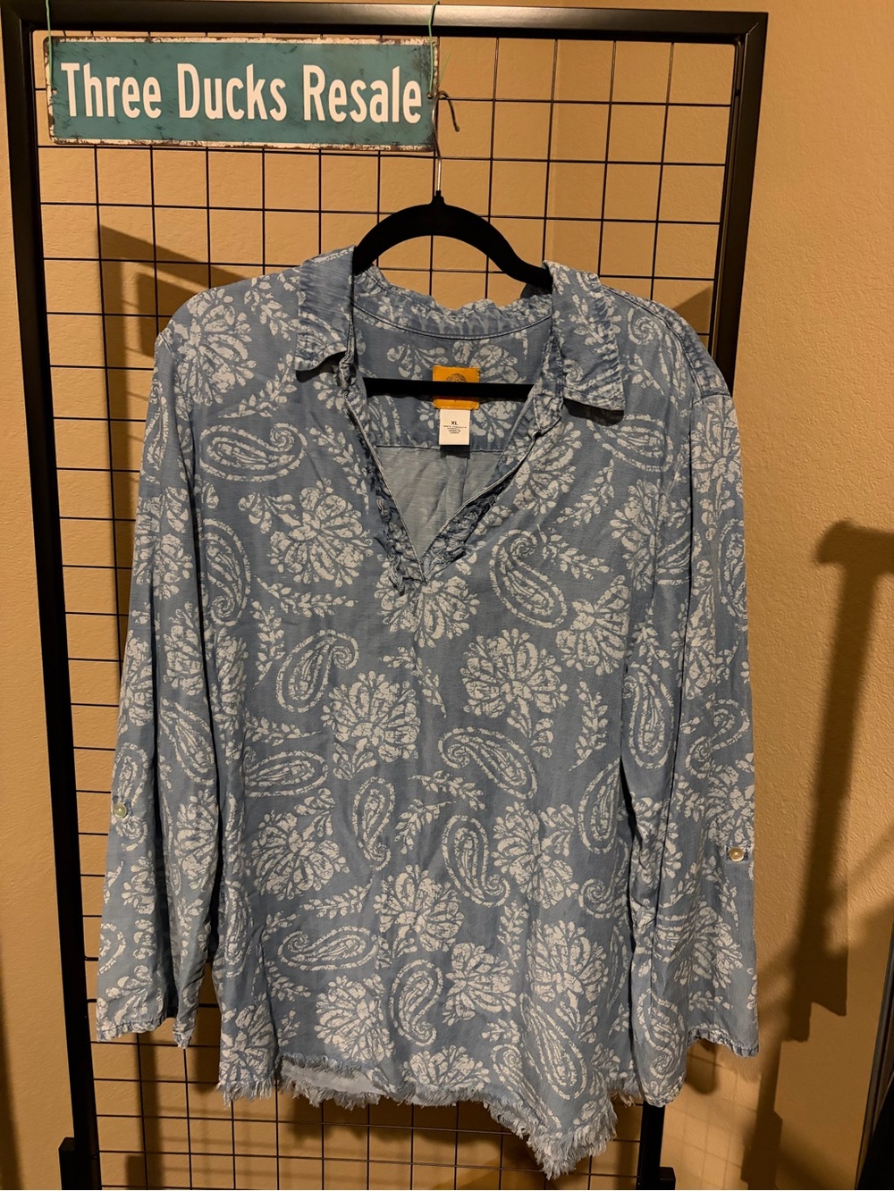 Ruby Rd. XL Blue Paisley Floral V-Neck Tunic